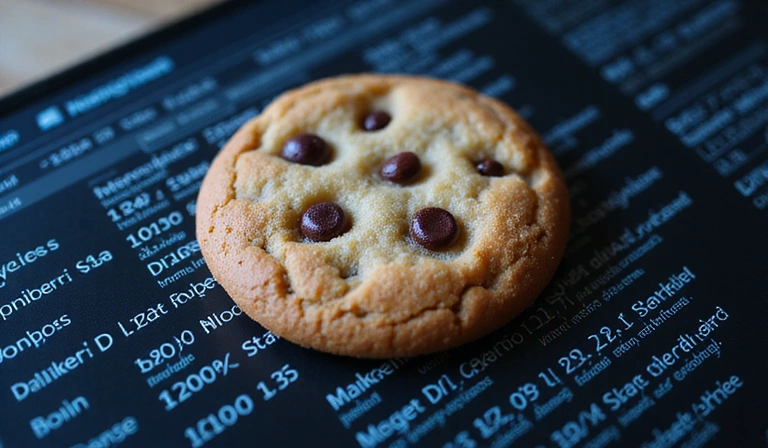 Ilustración de una galleta digital representando una cookie en un navegador web.